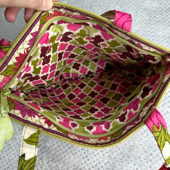 Vera Bradley Hello Dahlia Euro Wallet Floral Quilted Bucket Purse Set Pink Green - Picture 4 of 16